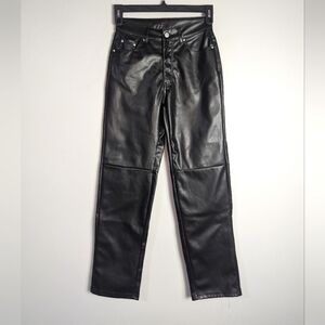 XS Myoursa Faux Leather Black Straight Leg Pants